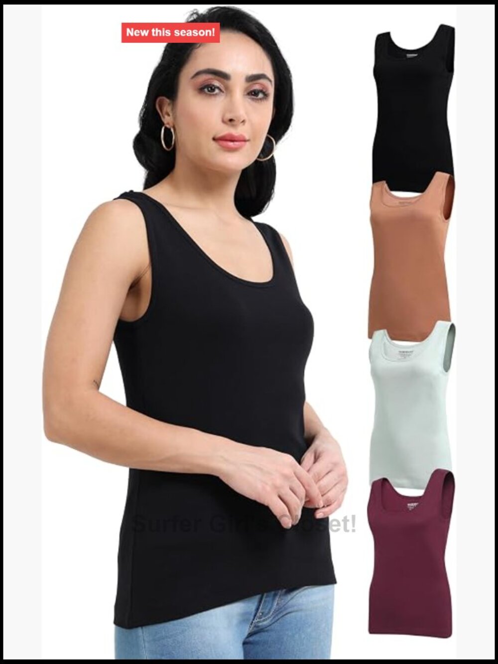Women's Organic Cotton Tank Tops 4 Pack Sleeveless Scoop Neck Undershirts